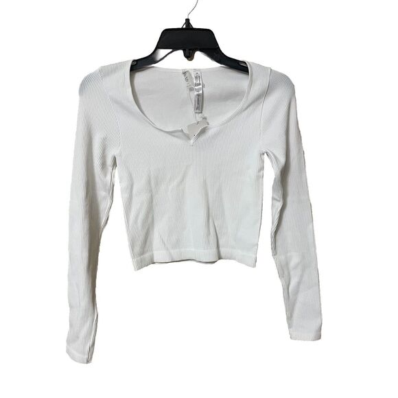Women's Long Sleeves Crop Top Low Front Stretchy Size Small - Picture 1 of 5